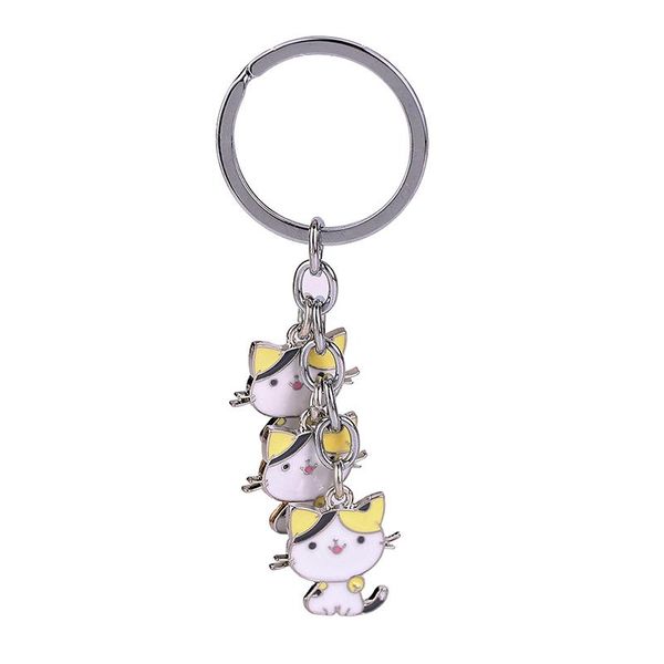 keychains keychain cute cat anime diy pendant pet wallet charm supplies gift keyring women's accessories, Silver